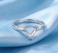 925 Sterling Silber 10mm Trillion-Korbfassung Ringrohling, vorgefertigt mit 4 Krappen, Halbfassung für Edelstein-DIY-Schmuck