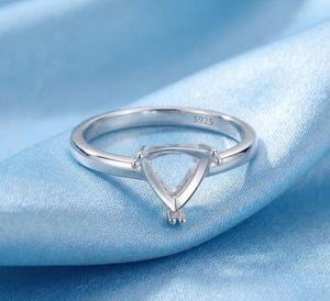 Bague semi-montée en argent sterling 925, 10 mm, avec serti en forme de trilobe, pré-découpée, à 4 griffes, pour la création de bijoux DIY avec pierres précieuses - Product Image 5