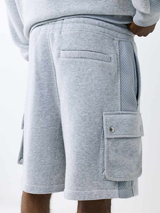 Shorts cargo pour homme, couleur unie, taille mi-haute, cordon de serrage, décontractés, en coton tricoté, style respirant avec poches - Product Image 5