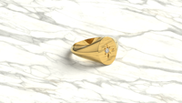 Bague Chevalière Unisexe Plaqué Or 18K 14K avec Diamant de Laboratoire Taille Brillant Ronde Effet Éclat Étoilé, Sertissage Étoilé, Dessus Plat Ovale