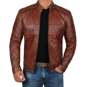 Nouvelle veste en cuir véritable pour homme, de haute qualité, style motard, avec fermeture éclair, nouvelle veste décontractée tendance, disponible dans toutes les couleurs - Product Image 3
