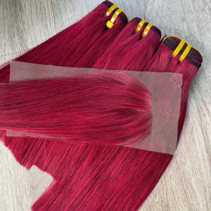 Cabello Virgen Vietnamita Crudo de Súper Calidad, Tejido a Máquina con Doble Trama, Color Rojo - Product Image 4
