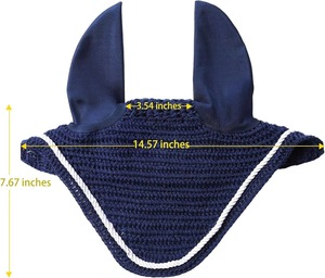 Mesh Horse Ear <b>Bonnet</b> Navy Blue Breathable Fly Protection Lightweight Washable Design Quick Dry Horse Fly Protection Ear <b>Bonnet</b> - Product Image 4