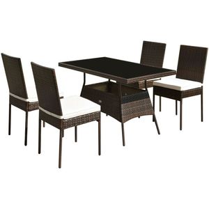 Juego de Comedor de Ratán de 5 Piezas con Mesa de Vidrio y Sillas de Respaldo Alto para Jardín - Product Image 4