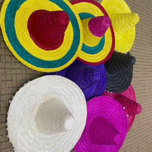 Chapeau de paille mexicain multicolore tressé à la main, style western sauvage, pour carnaval, défilé, spectacle culturel et spectacle de danse - Product Image 1