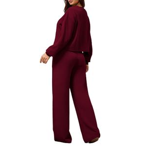 2025 femmes survêtements vêtements chauds vente chaude LOGO personnalisé disponible 2 pièces ensemble automne facile à porter sweat avec pantalons de survêtement - Product Image 3