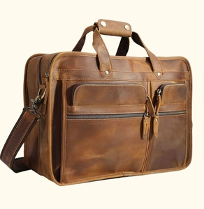 Nouveauté Sac à main en cuir véritable avec fermeture à glissière, style bohème écologique, sac de voyage unisexe - Product Image 2