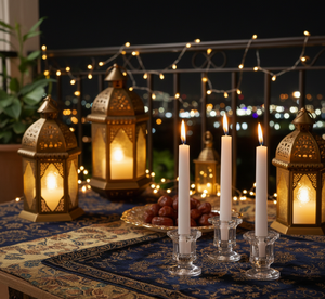 Ramadan Elegant White Paraffin Soy Wax Taper <b>Candle</b> Set Smokeless <b>Unscented</b> for Ramadan/Eid Celebrations Weddings Easter - Product Image 1