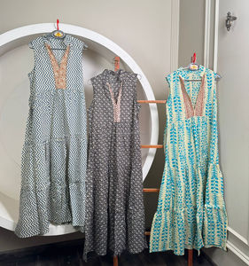 เดรสแม็กซี่แขนกุดสไตล์โบฮีเมียนปักลายอย่างประณีตรายละเอียดการออกแบบจับจีบซักได้อย่างยั่งยืน - Product Image 5