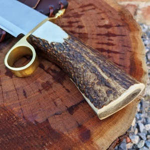 Couteau Bowie industriel A&M Enterprises en acier inoxydable, lame droite, manche en bois de cerf, couteau fixe pour le camping en plein air - Product Image 2
