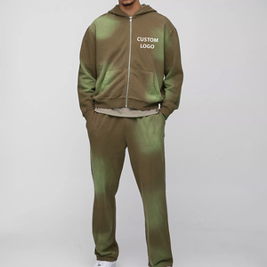 Conjunto de Sudadera con Capucha y Pantalones de Chándal para Hombre, de Felpa Francesa con Lavado Ácido, Cremallera, Impresión DTG, Lavado Vintage Personalizado, de Fabricante - Product Image 4