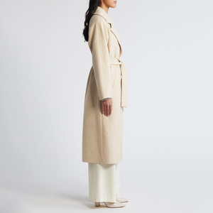 New Fashion <b>Women's</b> Long Woven <b>Wool</b> Trench <b>Coat</b> V-neck <b>Belted</b> Solid Color Breathable Warm Winter Overcoat Outerwear - Product Image 4