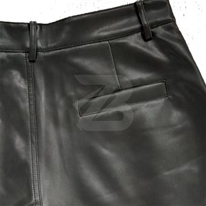 Shorts en similicuir PU pour hommes, personnalisables avec logo, noirs, amples, décontractés, style chino - Product Image 6