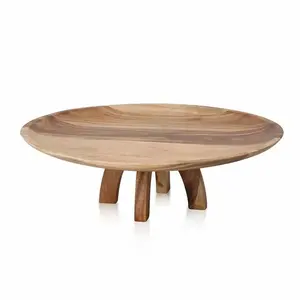 Soporte Redondo de Madera Natural para Tartas, Plato Minimalista para Exhibición de Postres, Bandeja para Servir en Fiestas y Decoración del Hogar - Product Image 5
