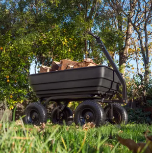 Chariot de jardin robuste de 600 lb avec pneus pneumatiques de 10 pouces, grande remorque utilitaire pour le transport de terre et de paillis ODGGA025 - Product Image 2