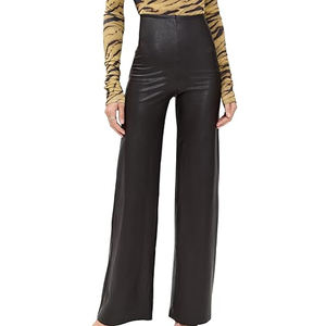 Pantalon en cuir pour femme 2026, taille haute, coupe droite et ample, style urbain, jambe large, excellente qualité - Product Image 1