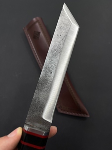 Cuchillo de Caza de Acero Forjado, Cuchillo Tanto de Hoja Fija con Mango de Madera de Paddock y Funda de Cuero, Cuchillo de Supervivencia para Exteriores - Product Image 2