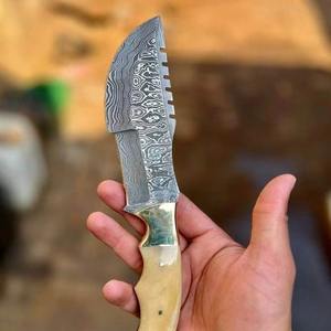 Cuchillo de Caza Hecho a Mano de Acero Inoxidable, Cuchillo Skinner para Uso Diario, Hoja Fija, Mango de Cuerno de Búfalo con Funda de Cuero - Product Image 5