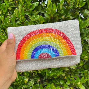 <b>Rainbow</b> Beaded Handmade Durable Foldable Clutch Bag Custom Beadwork Coin Purse Embroidered Evening <b>Sequin</b> Party Pouch Casual - Product Image 4