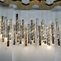Lustre LED Moderne de Luxe Économe en Énergie Effet Pluie de Météores, Suspension Cylindrique Or et Argent, Abat-jour en Albâtre, Acier Inoxydable