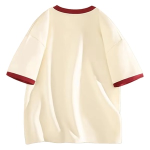 Camiseta de Hombre 100% Algodón con Textura Acanalada, Diseño de Bloques de Color en Contraste, Corte Holgado, Transpirable, de Secado Rápido, Manga Corta, Lavado Enzimático - Product Image 2