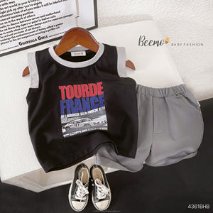 Vêtements pour bébés garçons de qualité supérieure, style décontracté d'été, coton, motif de dessin animé, vêtements de maison respirants, tenue d'été pour les tout-petits - Product Image 1