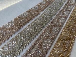 Luxury Multi Color Pearl Embroidered Lace Trim 3D Floral Beaded Ribbon for Wedding Dress DIY Craft Garment Accessory Wholesale - Product Image 5