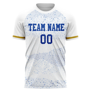 เสื้อฟุตบอลชาย สีขาวลายจุดสีน้ำเงิน ระบายอากาศได้ดี ผลิตจากโพลีเอสเตอร์ แขนสั้น คอกลม สำหรับผู้ใหญ่ ใส่ได้ทุกฤดู - Product Image 4