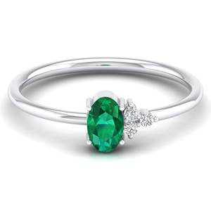 แหวน REYES ประดับมรกตทรงรี 0.5 กะรัต พร้อมเพชรโมอิสซาไนต์ ทองคำแท้ 14K สำหรับผู้หญิง ได้รับการรับรองจาก GRA เครื่องประดับชั้นดี - Product Image 1