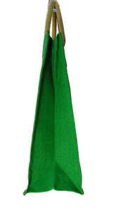 Sac fourre-tout en jute brodé d'étoiles Lowellcraft.com avec bordure verte, style bohème, fermeture ouverte, doublure Delhi - Product Image 4