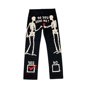 แพทช์ปักโลโก้รูปหัวกะโหลกแบบกำหนดเองขายส่ง Do You Love Me สำหรับกางเกงยีนส์ผู้ชาย - Product Image 3