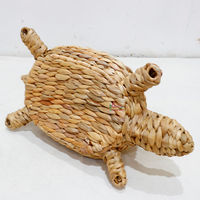 Pot de fleurs en rotin fait main en forme de tortue, design animal, style rustique, pot de fleurs de bureau pour plantes vertes