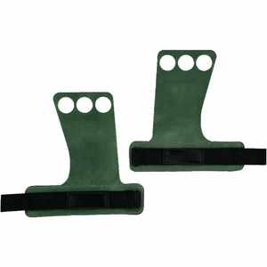 Agarraderas de Cuero Vacuno de Primera Calidad 100% Hechas a Mano para Levantamiento de Pesas en Color Marrón con Tres Agarraderas Personalizadas Resistentes - Product Image 2