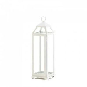 Lanterne à bougie en métal et verre de grande taille, de couleur blanche, pour mariage, jardin et Noël, lanternes décoratives suspendues et au sol - Product Image 1