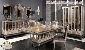 Elegante mesa de comedor y sillas talladas a mano con aspecto metálico, mesa de comedor de estilo europeo, mesa de comedor tallada a mano con aspecto metálico - Product Image 5