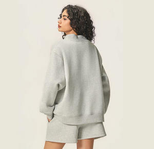 Sweat-shirt oversize noir pour femme, col montant, en molleton épais de qualité supérieure, à manches longues, pull décontracté pour le quotidien - Product Image 6