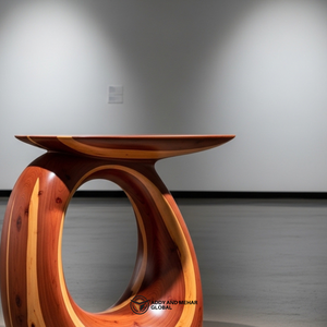 Table d'appoint ovale de luxe en bois massif, ottoman et table d'appoint modernes faits à la main pour mobilier de maison et d'hôtel de designer - Product Image 2