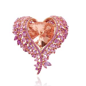Rose <b>Gold</b> Heart Morganite <b>Cocktail</b> <b>Ring</b> Pave Set Purple Gemstones Romantic Women Fine Jewelry - Product Image 1