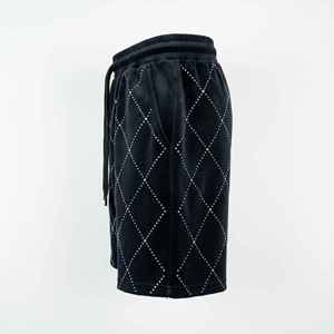 Men Casual Eco Friendly Velour Custom Crystal Breathable Anti Wrinkle Street Wear Rhinestone <b>Velvet</b> <b>Shorts</b> - Product Image 4