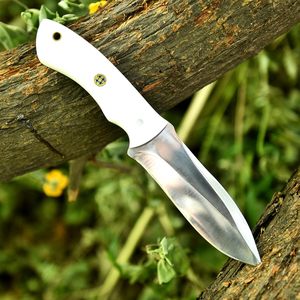 มีดทำมือสำหรับล่าสัตว์ ใบมีดตรง สแตนเลส ด้ามจับสีขาว ด้ามยาวเต็ม 9 นิ้ว พร้อมปลอกหนัง อุปกรณ์เอาตัวรอดสำหรับตั้งแคมป์กลางแจ้ง - Product Image 2