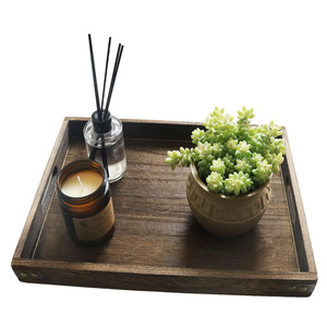 Bandeja de servicio de madera de Mango rectangular rústica clásica, diseño ecológico, asas de transporte para comida, té, aperitivos, restaurante, exhibición de decoración - Product Image 2