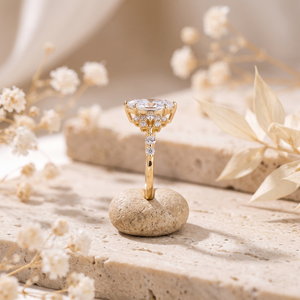 แหวนหมั้นเพชรทรงมาร์คีส์ 1.50 กะรัต ทอง 14k ขายส่ง พร้อมประดับเพชรแบบคลัสเตอร์ - Product Image 2