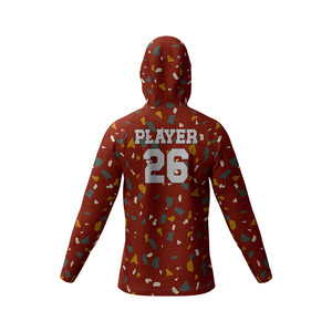 Custom Printed Logo Hooded Long Sleeve Basketball Shooter Shirt Geometric Pattern Moisture Wicking Unisex Basketball Wear Shirt - Product Image 6