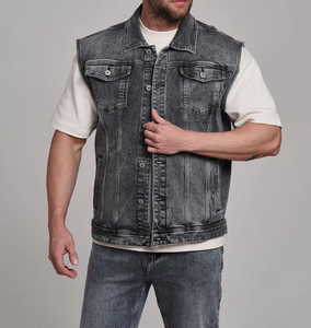 <b>Mens</b> Classic <b>Denim</b> <b>Vest</b> Sleeveless Jacket Casual Vintage Button Up Waistcoat <b>For</b> Daily Streetwear Motorbike Riding <b>Denim</b> <b>Vests</b> - Product Image 2