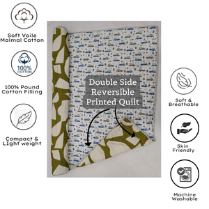 Ensemble de couette pour bébé Jaipuri de qualité supérieure, durable, 60"X40", imprimé à la main, réversible, doux, 100% coton, respectueux de la peau, hypoallergénique - Product Image 4