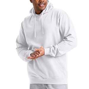 Men's Light Gray Hooded Fleece Sweatshirt Regular Fit Cotton Casual Autumn Wear Logo on Left Sleeve - Product Image 2