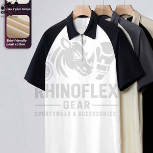 Camiseta de compresión transpirable para hombre con cremallera de 1/4, talla grande, cuello redondo, informal, para uso deportivo, venta al por mayor de fábrica - Product Image 5