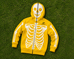 Yellow Skeleton Hoodie Men's Full Zip Skull Bone Print <b>Jacket</b> <b>Gothic</b> Streetwear Sweatshirt Halloween Costume Custom Logo Graphic - Product Image 6