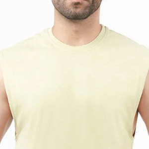 Camiseta sin mangas amarilla para hombre, cuello redondo, color sólido, tejido transpirable, informal, estilo musculoso, talla grande, chaleco deportivo - Product Image 5