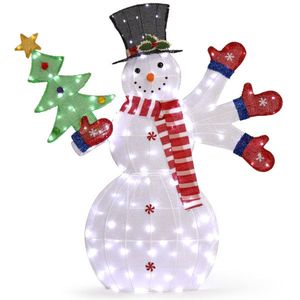 Pre-Lit 2D Snowman Waving Hands 170 LED Warm White Lights Christmas Yard Decorations Lighted Outdoor Inflatable Holiday Decor - Product Image 3